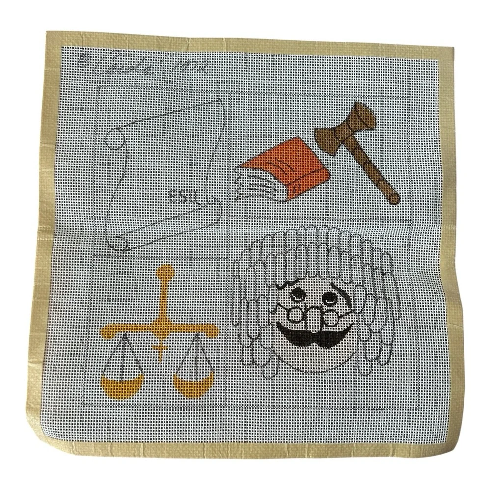 VTG NEW 1972 Carde Needlepoint Judge Lawyer Attorney Law 13